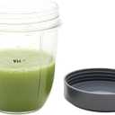 Blender Cups and Flat Lids Replacement Parts Compatible with Nutribullet Cups Blender Juicer 600W, 900W,18OZ Cup, Stay-Fresh Resealable Lids with Gasket and Replacement Cup (1 Pcak)