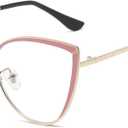 LJCZKA Cat Eye Blue Light Blocking Glasses for Women Computer Glasses Metal Frame Anti Eyestrain