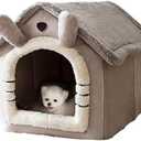 Dog Houses Soft Indoor Enclosed Tent Huts Warm Cave Dog Kennel House Type Winter Warm Small Dog Teddy Four Seasons Universal Removable and Washable Dog House Cat Nest Bed Pet Supplies (Large,Color 1)