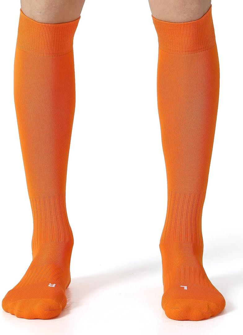 CS CELERSPORT 2/3 Pack Soccer Softball Baseball Socks for Youth Kids Adult Multi-Sport Compression Knee High Socks (Orange, L)