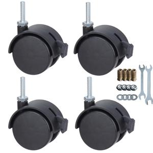 2 Inch Casters Swivel Stem Caster Wheel 1/4" - 20 x 1 New PP Furniture Shelving Casters Replacement Castors with Brakes (with Brake-Black)