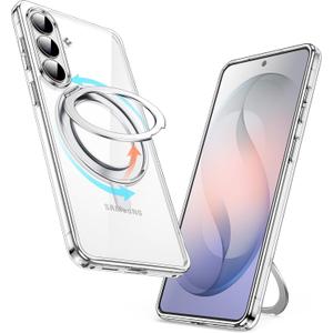 JETech 360 Rotatable Ring Stand Case for Samsung Galaxy S26, Clear | Compatible with MagSafe, Clear Back, Stand & Ring Holder, Shockproof Protection