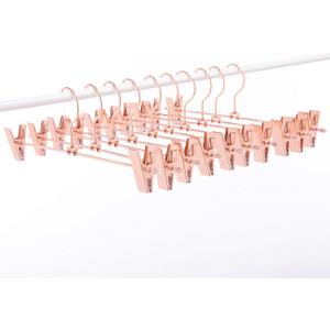 13 Inch 20 Pack Heavy Duty Rose Gold Copper Stainless Steel Slack Hanger, Pants Hanger, Skirt Hanger with Adjustable Clips (Rose Gold, 20)