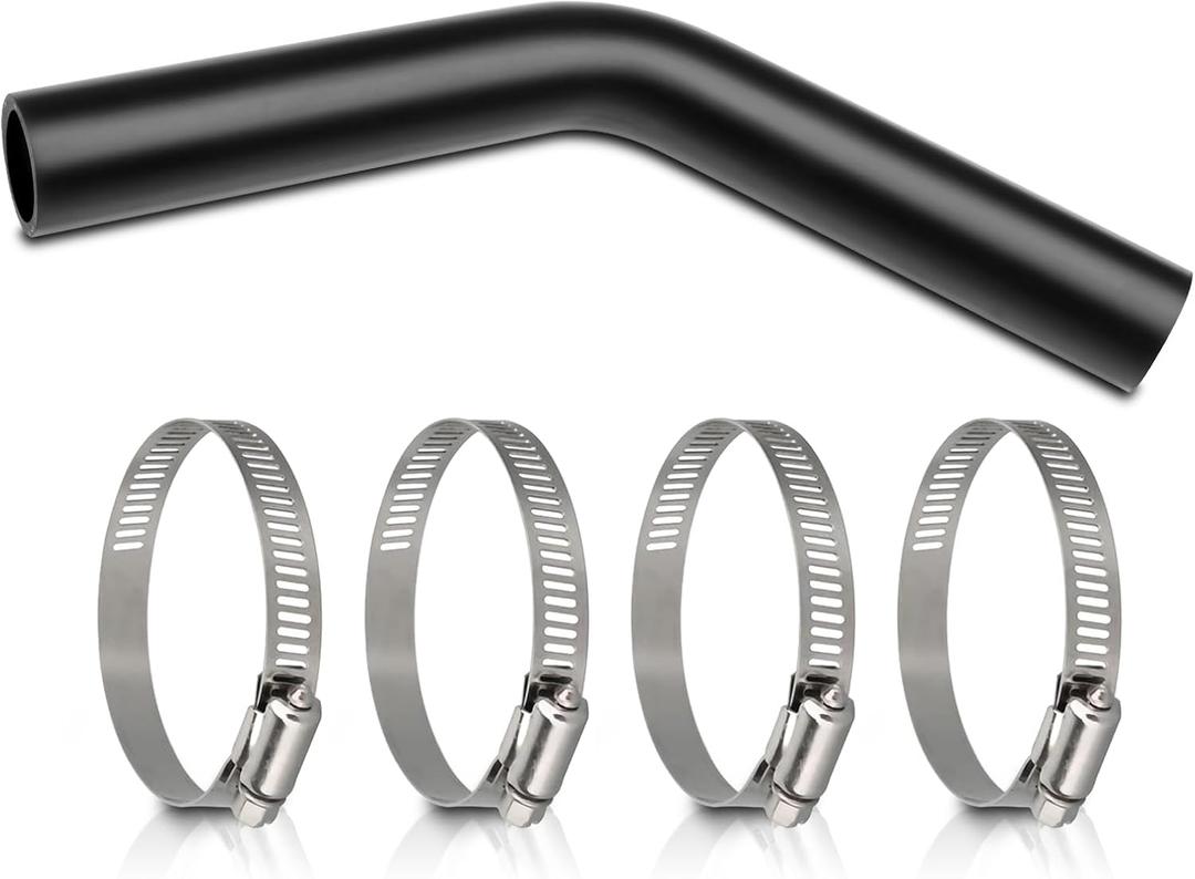 Gasoline Fuel Filler Neck Hose with 4 Hose Clamps,2 inches Inside Diameter Fuel Hose, Reinforced Gas tank filler hose (45 degree, 2" ID)