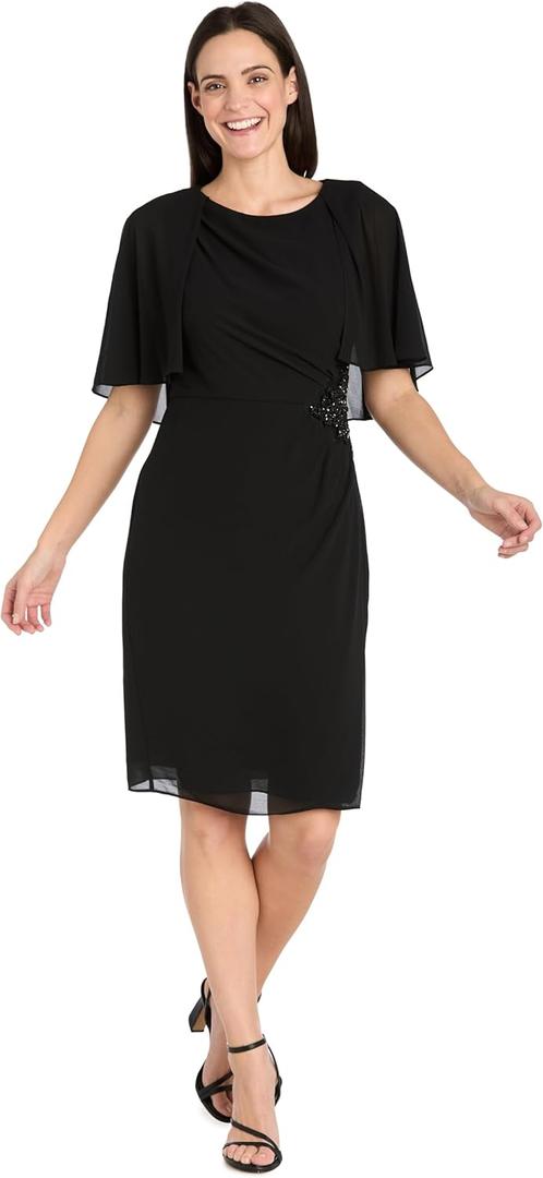 R&M Richards Women's Geo Noir Wrap Dress (14, Black)