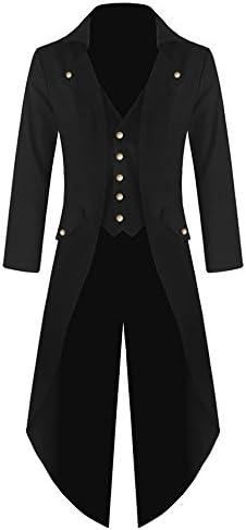 rrhss Boys Gothic Tailcoat Jacket Halloween Costume Jackets Vintage Black Steampunk VTG Victorian Long Coat, 120