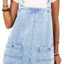 ELLEVEN Denim Overalls Dress for Women Summer, Adjustable Straps Sleeveless Jean Dresses Loose Denim Romper with Pockets (Blue, M)