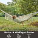 CHULIM Brazilian Double Hammock with Tree Straps,Extra Large 94x63IN,2 Persons Hammock for Backyard Patio Outdoor Indoor,450lbs Weight Capacity,Soft Woven Cotton Fabric - Natrual White with Tassels