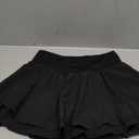 PINSPARK Womens Pleated Tennis Skirt Double Ruffle Golf Skort Tummy Control Athletic Skirts with 3 Pockets Workout Pickleball (Small, Black)