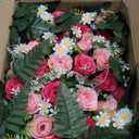 Wocst Headstone Flower Saddle,Large Artificial Cemetery Flowers for Grave Artificial Roses Daisy Saddle for Cemetery Headstone (Pink)