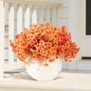 Fall Artificial Flowers for Outdoor Clearance - 12 Pcs Faux Eucalyptus Stems with Mums, UV Resistant Fake Fall Flowers, Artificial Plants for Porch, Front Door Wreaths, Centerpieces (12, Fall Orange)