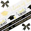 3 x 4 Pieces Class of 2025 Graduation Ribbon 5 Yards, Congrat Grad Words Graduation Cap Ribbons Gold White Black Decor Ribbons for Graduations Ceremony Gift Wrapping Party Decoration Crafts Supplies