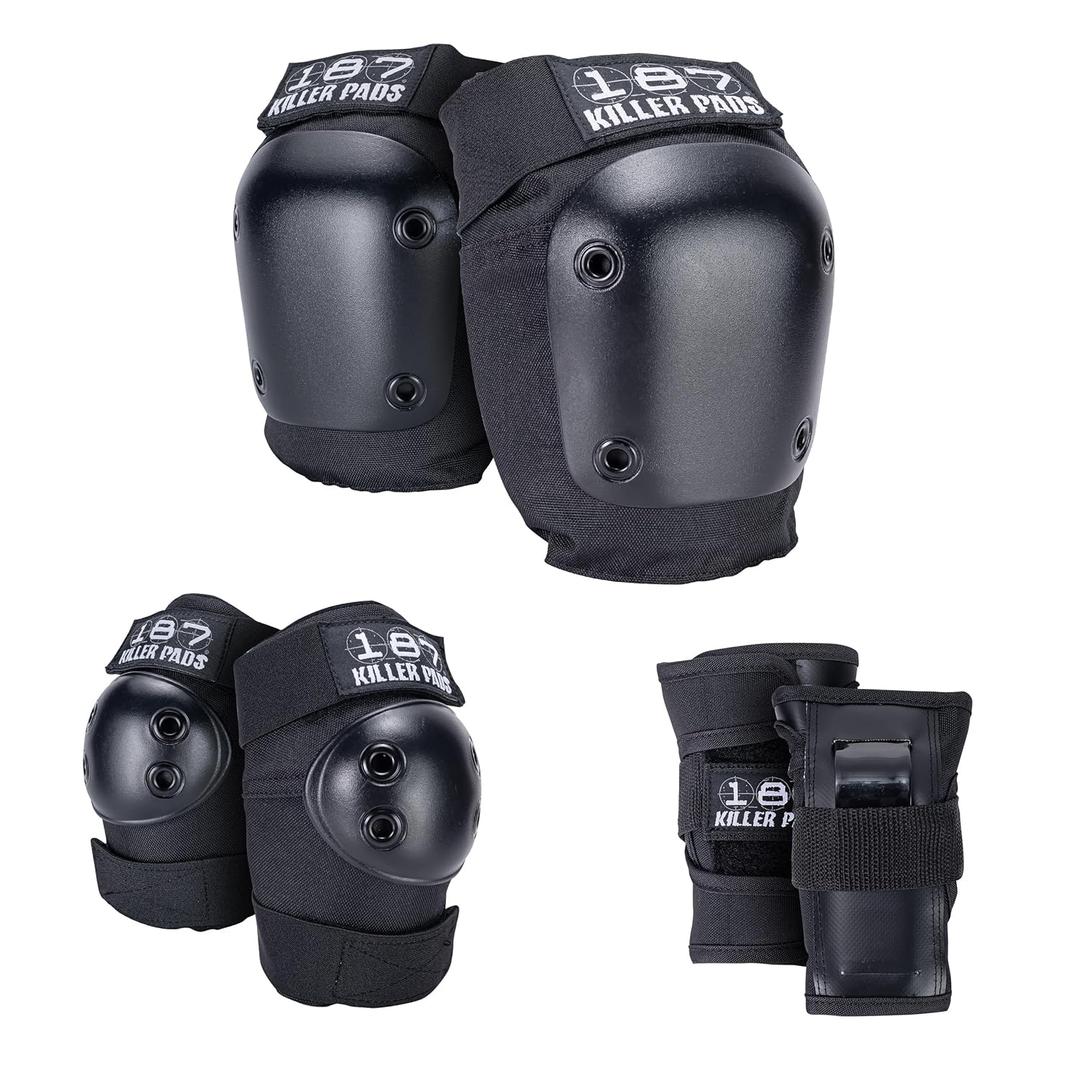 187 Killer Pads Six Pack Pad Set, Protective Gear for Elbows, Knees, and Wrists - Ideal for Skateboarding, Roller Skating, and Inline Skating
