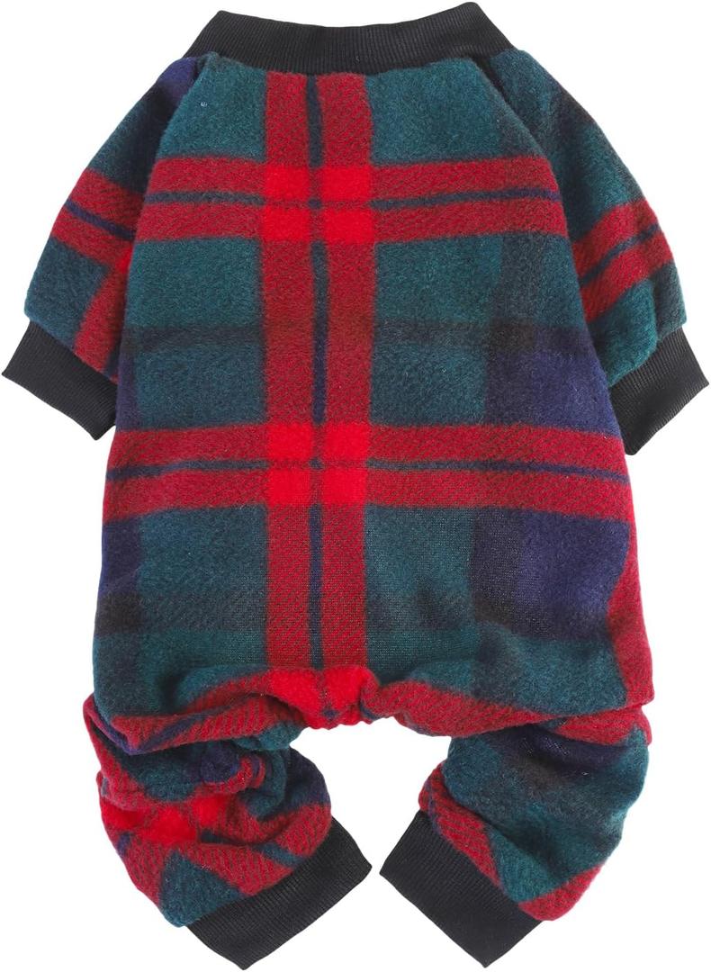 SCENEREAL Dog Pajamas for Small Medium Large Dogs Soft Pet Sweater Clothes Warm Puppy Onesie Outfits for Doggie Winter Christmas - Dog Jammies Pjs (Green)