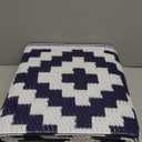 Smiry Waterproof Outdoor Rug 5x8 ft, Reversible Plastic Straw Patio Camping Rugs, Outdoor Indoor RV Mat Carpet for Patio, Outside Entry, Backyard, Deck, Bench, Picnic, Camper, White & Navy