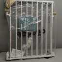 Babelio Baby Gate for Stairs, Kitchen & Doorways, 26-43" W 28" H No Bottom Bar| Easy Installation| One-Handed Operation| Auto-Close| Hardware Mount (Drill Needed) Safety Dog/Pet Gate Indoor (White)