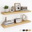 Dreamland 24Inch Floating Shelves for Wall, Rustic Wooden Floating Shelves for Bathroom|Bedroom|Kitchen, 2 Pack Deep Wall Mounted Book Shelf, Wood Storage Display Shelf for Home Decor, Oak
