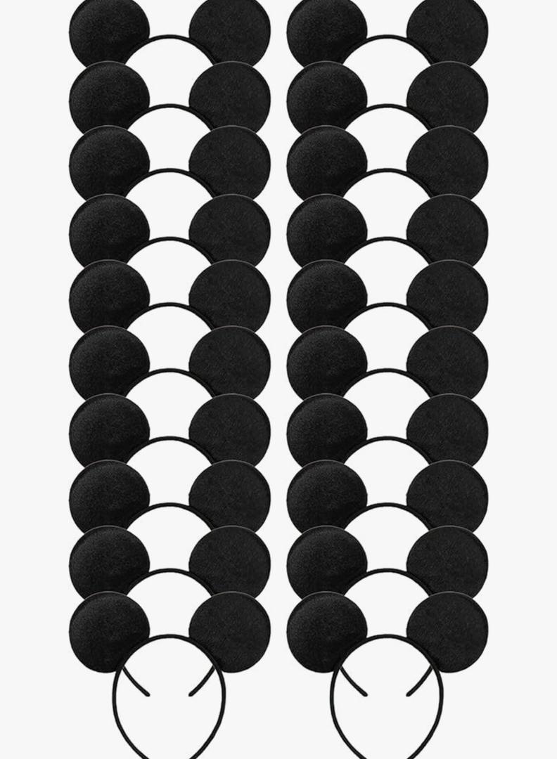 CHuangQi 20pcs Mouse Ears Headband, Solid Black