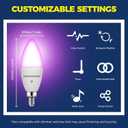Lightinginside E12 Smart Light Bulbs 60W Equiv., Work with Alexa/Google Home/SmartLife, 500LM 6W RGBCW Candle Candelabra LED Light Bulbs, No Hub Required, 2.4G WiFi Bluetooth Bulb, ETL Listed, 4PCS