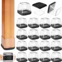 16 Pcs Chair Leg Floor Protector with Felt, Chair Leg Protectors for Hardwood Floors, Anti Scratch Chair Leg Covers, Silicone Chair Leg Caps (Square Black L: Fit 1.3~1.7 in)
