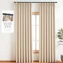 Pinch Pleated Curtains Blackout Two Pages Pinch Pleated Drapes for Bedroom Living Room，Black Liner Thermal Insulated Draperies with Hooks&Curtain Ring W40 x H84 Inch Beige