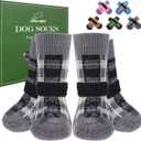 EXPAWLORER Dog Socks for Hardwood Floors, Dog Booties for Winter, Dog Boots & Paw Protectors Pavement to Prevent Licking, Anti Slip Dogs Shoes for Small Medium Large Senior Dogs,Black,  M