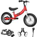 Balance Bike 2 in 1 for Kids 2 3 4 5 6 7 Years Old,Balance to Pedals Bike, 14 inch Kids Bike,with Pedal kit,Training Wheels,Brakes (14 inch, Red)