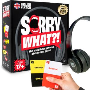 Sorry What Game - Uncensored Lip Reading Party Games for Adults - Based On The Headphone Challenge TikTok Trend - 2+ Players 40,000 Funny Phrase Combos - Adult Games for Game Night (Ages 17+)