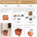 Faux Leather Pouf Cover,Unstuffed Pouf Ottoman Square,17.7x17.7x17.7 Mid-Century Moroccan Large Floor Storage Foot Rest Bean Bag for Living Room Bedroom,Brown