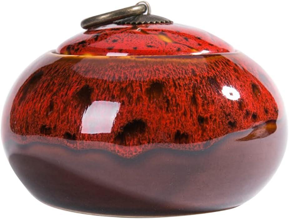 Simcat Ceramic Storage Jars, Exquisite Glaze Food Canisters for Kitchen Spice Storage, Tea Caddy Storage, Coffee Jar, Condiment Jar with Seal Lid (Red B)