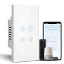 BSEED Smart Light Switch, 4 Gang WiFi Alexa Light Switch with Remote APP Control and Timing Function, Single Pole White Light Switches Work with Alexa, Google Assistant, Voice Control, Group Control