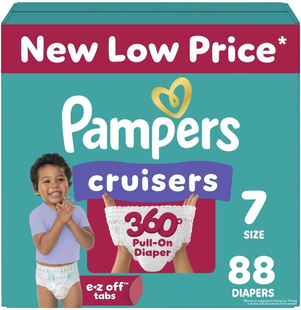 Pampers Diapers - Cruisers 360 - Size 7, 88 Count, Babyproof up to 100% Leakproof Pull-On Diaper