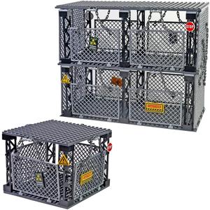 Military Jail Dinosaur Cage Building Blocks Set,Safety Guardrail,Realistic Zoo Prison Playset with Open Doors,Compatible with Halloween JailWW2 Military and More ScenePlayset for Boys and Girls