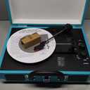 Victrola Journey Bluetooth Portable Suitcase Record Player  with Built-in Speakers, 3 Speed Vinyl Record Player, RCA Out, Headphone Jack (Aqua Turquoise)