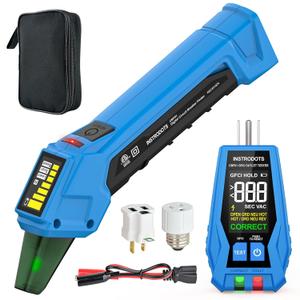 Circuit Breaker Finder Tool with Accessories, 90-135V AC Digital Breaker Finder with Integrated GFCI Outlet Tester, Circuit Tracer with Buzzer Alarm & Color Display, Includes Carrying Case
