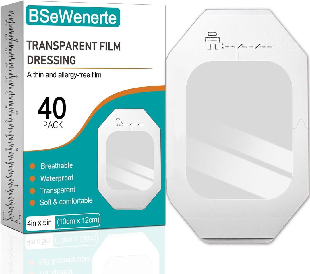 Transparent Film Dressing 40 Packs 4" x 4.75" Waterproof Clear Bandages for Tattoo Aftercare Bandage,Scar Therapy,Wound Care