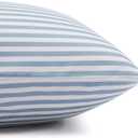 Amazon Basics Lightweight Breathable Super Soft Microfiber 4 Piece Bed Sheet Set, Wrinkle Resistant With 14-inch Deep Pockets - Queen, Dusty Blue Pinstripe, Printed