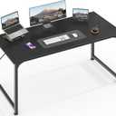 Huuger 48 Inch Office & Gaming Desk with Storage, Modern Simple Design, Large Legroom, Black Metal Frame