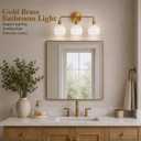 Brushed Gold 3-Light Vanlity Light Over Mirror, Wall Sconces, Gold Brass Bathroom Light Fixture with White Glass Flower Shade,E26 Socket (Bulbs Not Included)