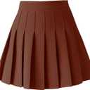 TONCHENGSD Women's High Waist Pleated Mini Skirt Skater Tennis Skirt (Brown, XXL)