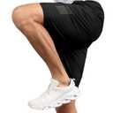Hioutdoor Mens Shorts Waterproof Quick Dry Slim Fit Athletic Running Gym Training Zipper Pockets for Basketball Tennis Hiking Workout Swim Trunks Black 2XL (Black, XXL)