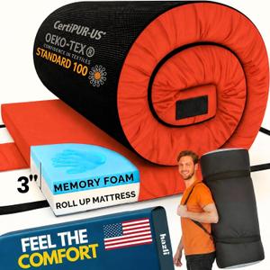 Hazli Matrix AirCell Memory Foam Camping Mattress Pad - CertiPUR-US Roll Up Mattress for Adults - Portable Foam Sleeping Mats for Camping - Camp Cot Sleeping Pad