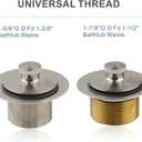 Brushed Nickel Tub Drain Lift &Turn Tub Trim Set with Two-Hole Overflow Faceplate Conversion Kit Assembly, Hidrop Bathtub Drain Replacement Trim Kit and Universal Fine/Coarse Thread