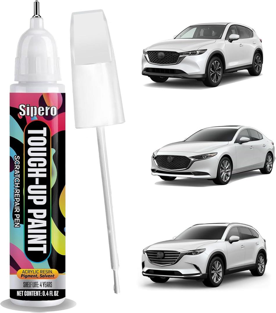 Touch Up Paint Snowflake White Pearl 25D Exact Color Match Scratch Repair Compatible with Mazda 3, 5, 6, CX-5, CX-9, CX-30, CX-90