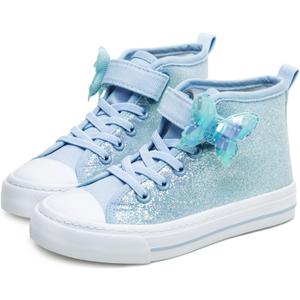 Toandon Kids Adorable Fashion High Top Casual Canvas Sneakers (Blue, size 3)