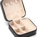 ZPROW Travel Jewelry Case, Mini Portable Jewelry Travel Boxes, Small Jewelry Organizer for Rings, Earrings, Pendants, Watches, Necklaces, Lipsticks Organizer Storage Holder Case (Black)