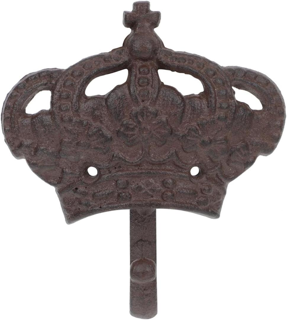 Cabilock Retro Style Iron Wall Hook Crown Shaped Decorative Coat Hook Multipurpose Household Organizer for Kitchen Bathroom Entryway
