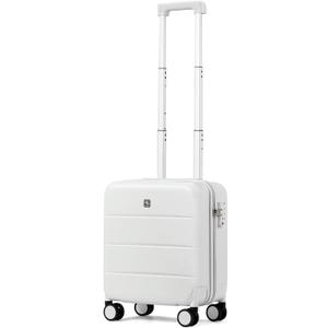 Hanke 16 Inch Underseat Carry On Luggage with Spinner Wheels Hard Shell Suitcases Mini Small Carry On Bag for Airline Approved TSA Luggage Lightweight Travel Suit Case(Smoke White)