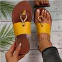 Verdusa Women's Summer Colorblock Thong Sandals Open Toe Slip on Slippers (40, Brown)