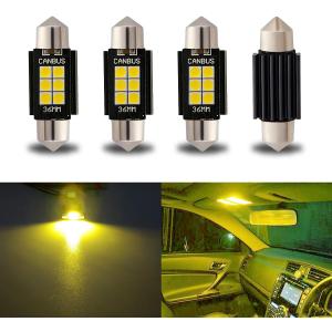 iBrightstar 9-30V Extremely Bright 6411 6418 C5W Festoon LED Bulbs Error Free 1.5" 36mm for Interior Map Dome Lights and License Plate Courtesy Lights, Gold
